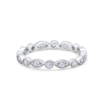 Eternity Stackable Wedding Marquise Simulated CZ 925 Sterling Silver